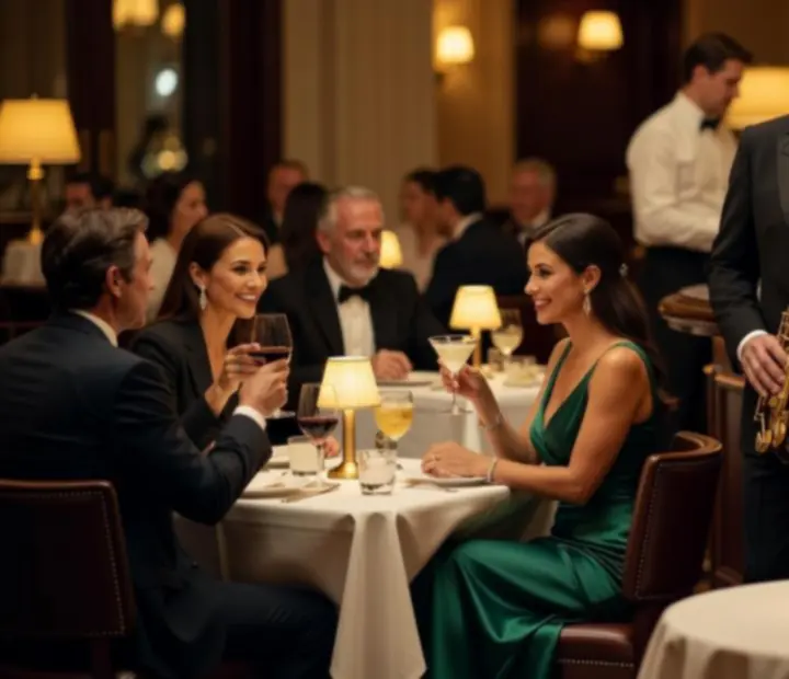 Élő jazz zenekar játszik egy elegáns bor és koktél bárban
