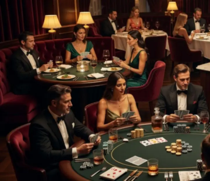 Exkluzív poker est finom ételekkel, elegáns enteriőrben, szimbolikus zsetonokkal